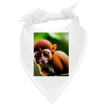 cooler lustiger süßer Koboldmaki (Tarsiidae) Waldkomi - Bandana - Weiß - Vorne