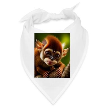 cooler lustiger süßer Koboldmaki (Tarsiidae) Waldcomic - Bandana - Weiß - Vorne