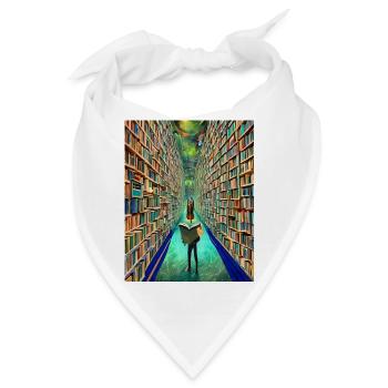 "Die Bücherei der Zeit" - Bandana - Weiß - Vorne