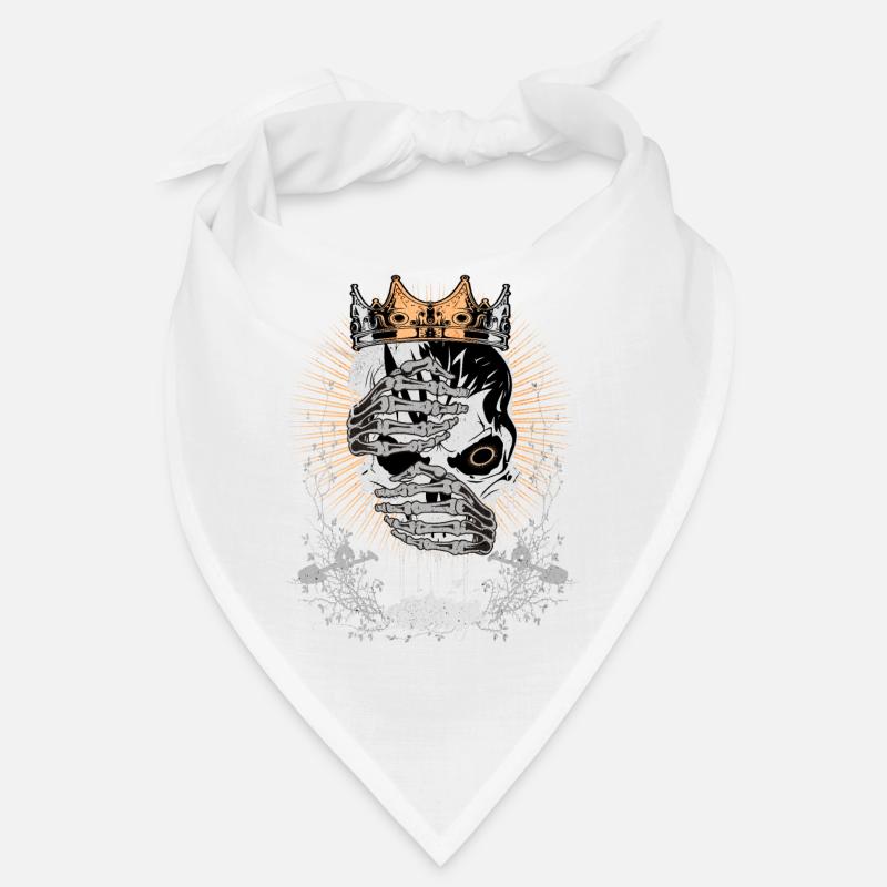 Totenkopf mit Krone - Bandana - Weiß