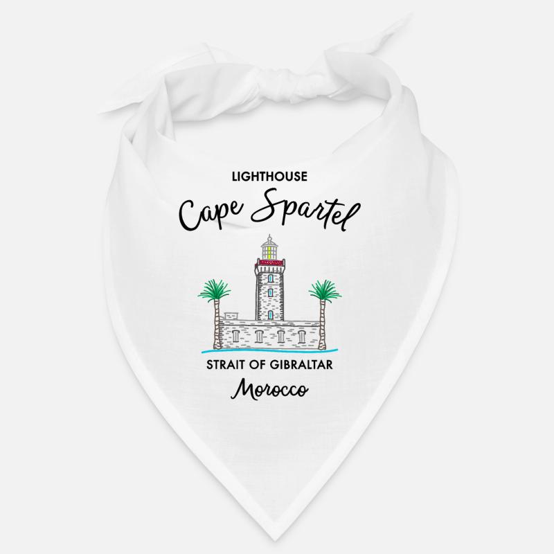 Morocco, Cape Spartel Lighthouse, Gibraltar - Bandana - white