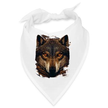 Wolfsblick im Herbstwald - Bandana - Weiß - Vorne