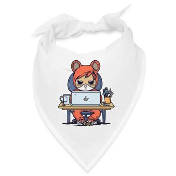 Niedliche Katze am Schreibtisch im Homeoffice - Bandana - Weiß - Vorne