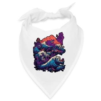 Tsunami-Welle japanische Kunst, niedrige Farbpalette - Bandana - Weiß - Vorne