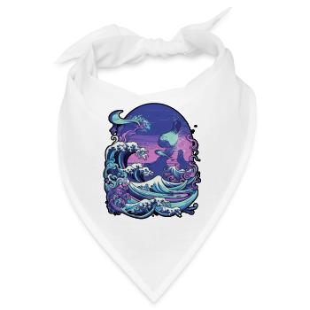 Tsunami-Welle japanische Kunst, niedrige Farbpalette - Bandana - Weiß - Vorne