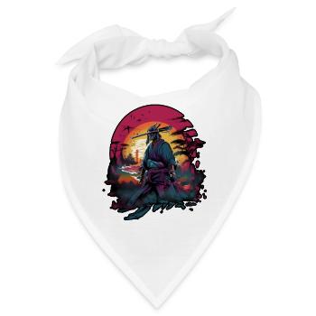 Chinesischer Krieger, der aus dem Sonnenuntergang auftaucht, Vektor - Bandana - Weiß - Vorne