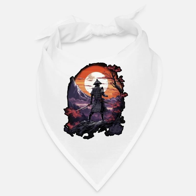 Chinese Warrior emerging from sunset, vector Bandana