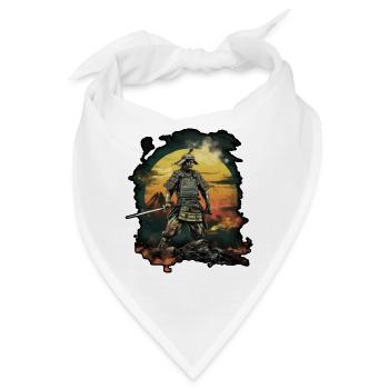 Chinesischer Krieger, der aus dem Sonnenuntergang auftaucht, Vektor - Bandana - Weiß - Vorne