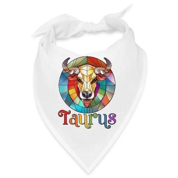Stier, Sternzeichen, Horoskop - Bandana - Weiß - Vorne