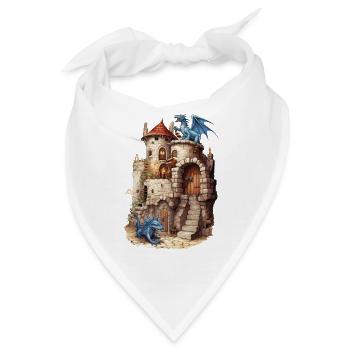 Drachenburg Blaue Drachen Medieval Fantasy Shirt - Bandana - Weiß - Vorne