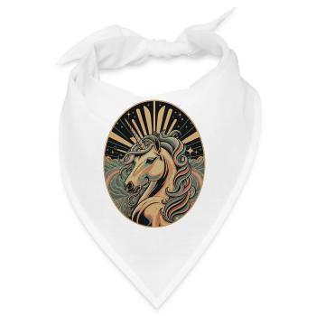 Einhorn in Ovalem Art Deco Rahmen - Bandana - Weiß - Vorne