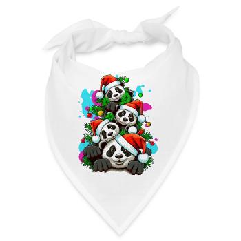 Festliche Panda-Feiertagsfeier - Bandana - Weiß - Vorne