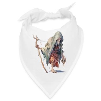 Gruseliger Waldmagier – Dark Fantasy Zauberer - Bandana - Weiß - Vorne