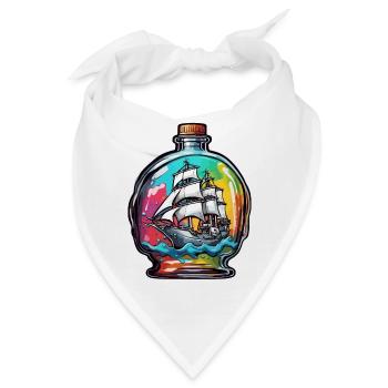 Flaschenschiff / Flaschenpost / Ahoi / Anker - Bandana - Weiß - Vorne