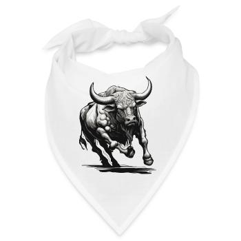 Stier / Bulle / Tier / Hörner / Stierkampf - Bandana - Weiß - Vorne