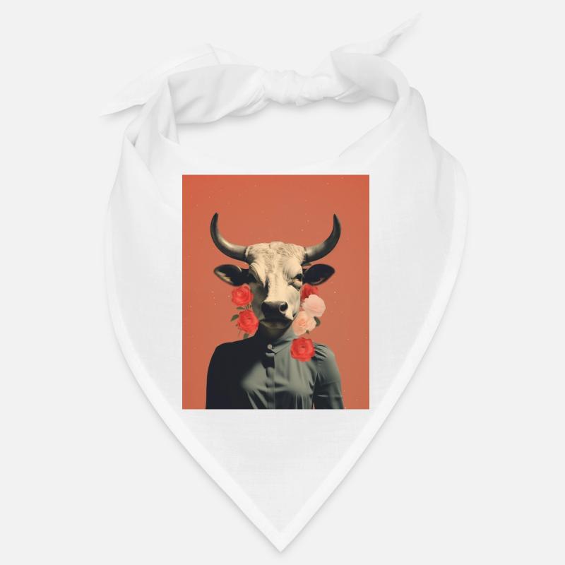 Frau Kuh surreale Collage - Bandana - Weiß