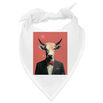 Mann Kuh surreale Collage - Bandana - Weiß - Vorne