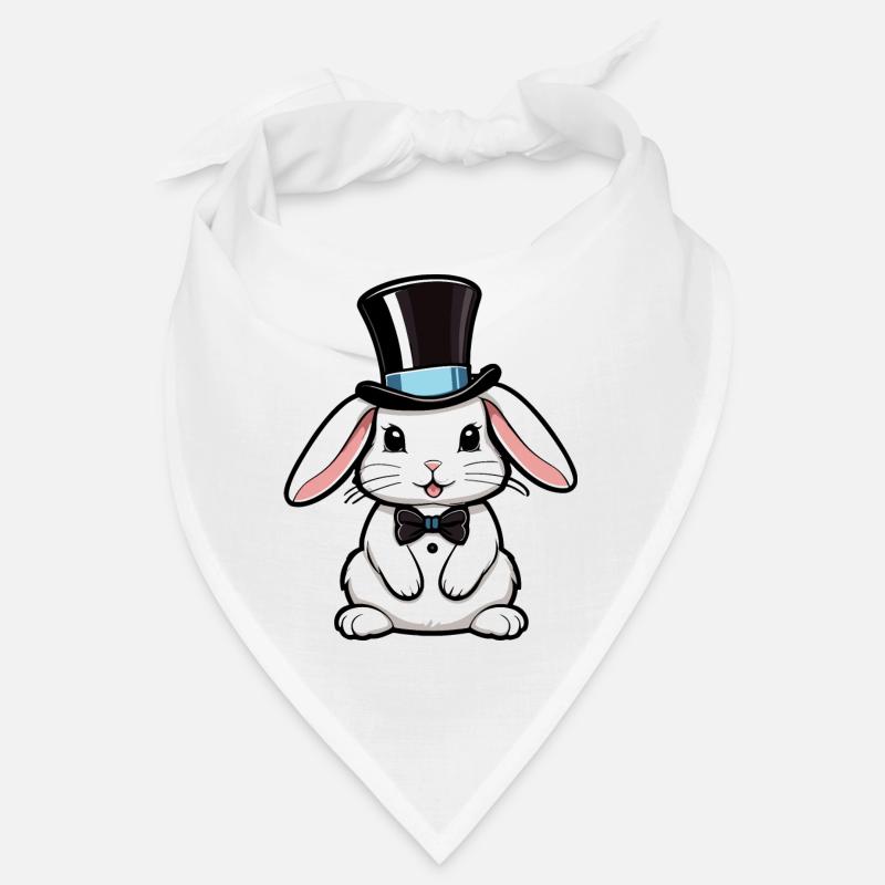 White Rabbit with a Hat and Bow Tie Bandana