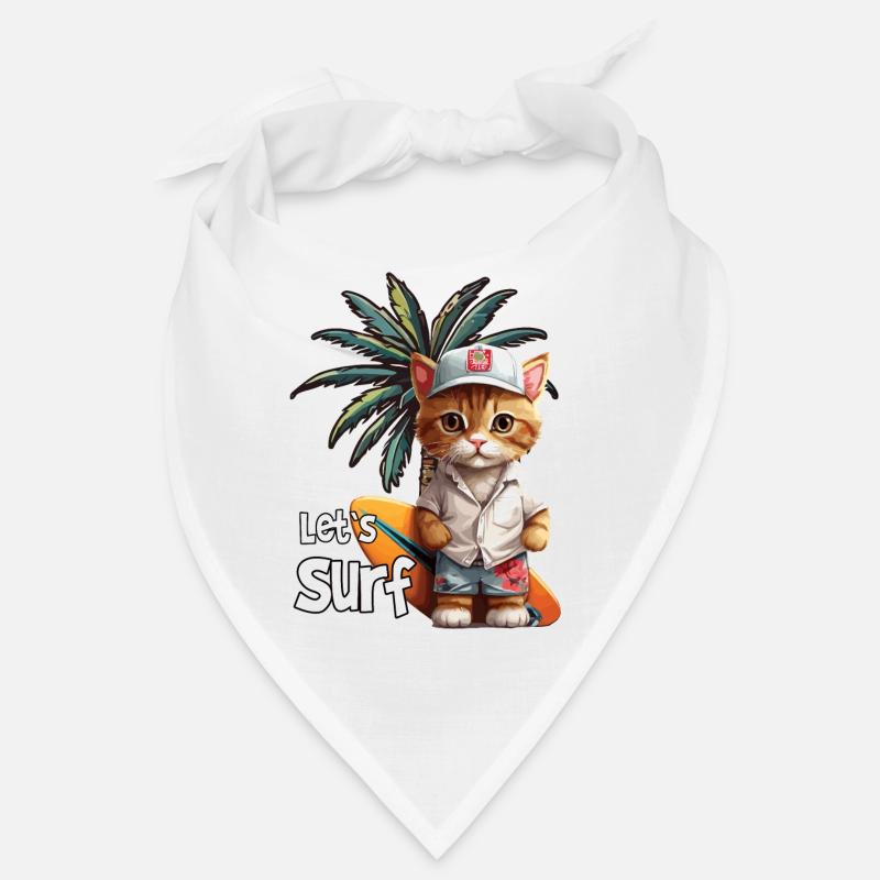 Let's Surf Cat with Surfboard Bandana