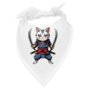 Samurai-Katze #33 - Bandana - Weiß - Vorne