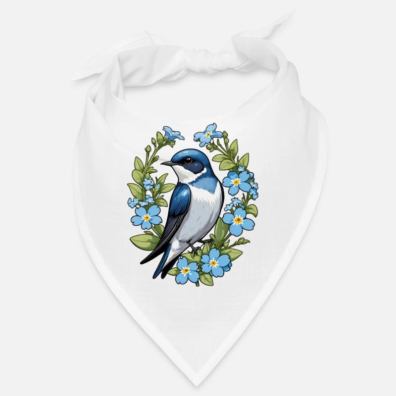 Swallow Bird Forget me not Bandana