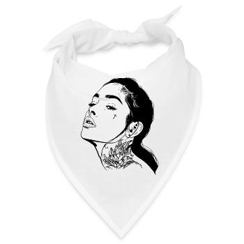 Tattoo Mädchen Porträt - Bandana - Weiß - Vorne