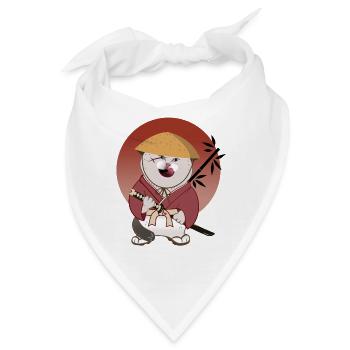 Batosai-Katze mit Strohhut und Narbe - Bandana - Weiß - Vorne