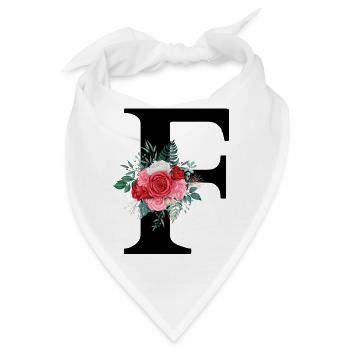 Roter Blumenbuchstabe F - Bandana - Weiß - Vorne