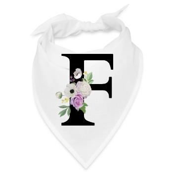 Lila Blumenbuchstabe F - Bandana - Weiß - Vorne