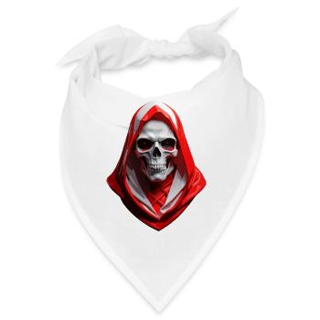 Totenkopf mit rot-weiß-roter Kapuze. - Bandana - Weiß - Vorne