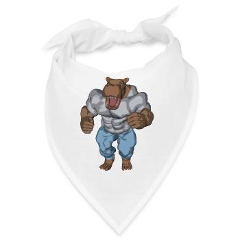 Ein anthropomophisches Nilpferd - Bandana - Weiß - Vorne
