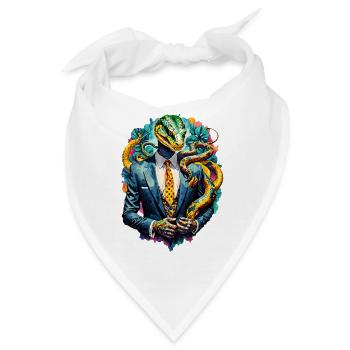 Schlange im Anzug - Bandana - Weiß - Vorne