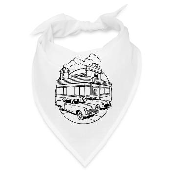 Vintage Diner-Szene 1960 - Bandana - Weiß - Vorne