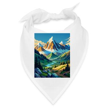 Bergschönheit mit Bäumen und einem Fluss - Bandana - Weiß - Vorne