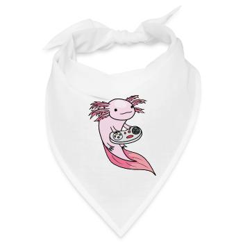 Der rosa Axolotl Gamer - Bandana - Weiß - Vorne