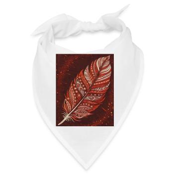 Rot-Weiße Feder - Eleganz auf Rot - Bandana - Weiß - Vorne