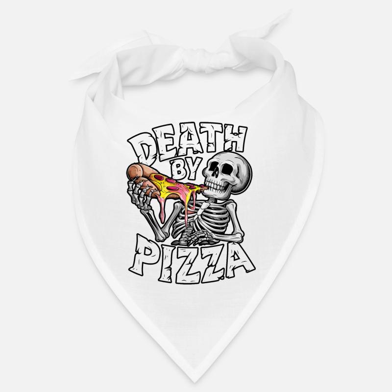 Humorous Skeleton Eating Pizza Graphic Design Bandana