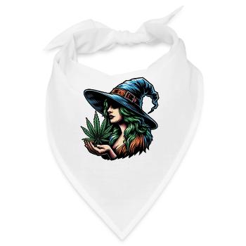 Hexe mit Marihuana - cooles Cannabis Design - Bandana - Weiß - Vorne