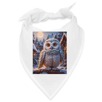 Super süße Vögel – Schneeeule - Bandana - Weiß - Vorne