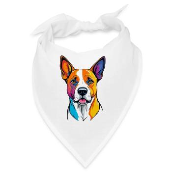 Hund mit Bundes Gesicht - Bandana - Weiß - Vorne