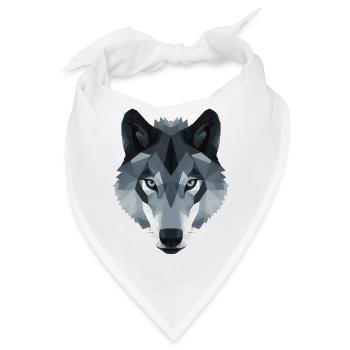Wolfskopf niedriges Polygon in schwarz-weiß - Bandana - Weiß - Vorne