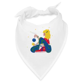 Christmas-Girl with stars rot-blau-grün - Bandana - Weiß - Vorne