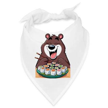 Sushi Bär glücklich Maki Cartoon Geschenk - Bandana - Weiß - Vorne