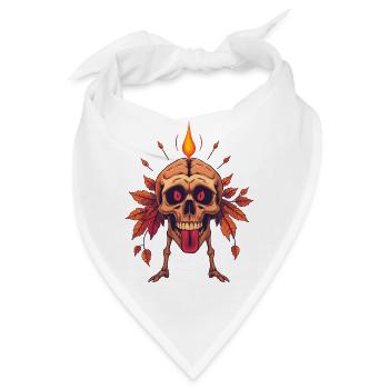 Totenkopf mit Kerze - Bandana - Weiß - Vorne