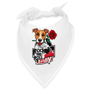 Jack Russel Hund - Rock on - Bandana - Weiß - Vorne