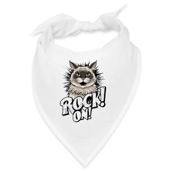 Katze - Rock on - Bandana - Weiß - Vorne