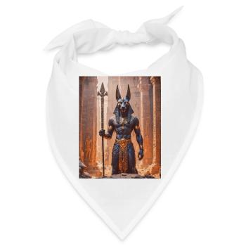 Anubis, schakalköpfiger Gott, steht in einem schemenhaften - Bandana - Weiß - Vorne