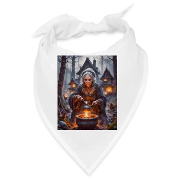 Baba Yaga, slawische Hexe im fliegenden Mörser - Bandana - Weiß - Vorne