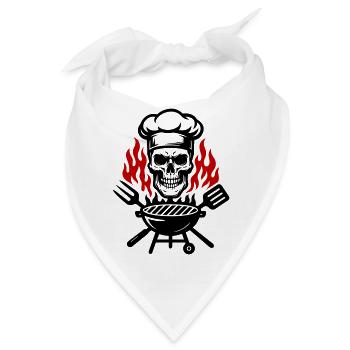 Grill Skull Chefkoch Grillen - Bandana - Weiß - Vorne