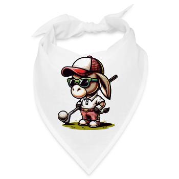 Lustiger Esel Golfspieler Cartoon - Bandana - Weiß - Vorne